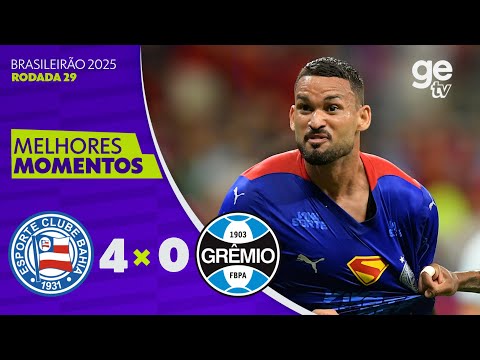 Gols e lances de Bahia x Grêmio