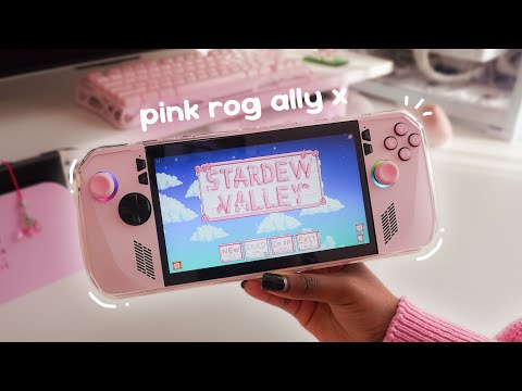 my pink asus rog ally x | customisation, setup accessories & cozy games