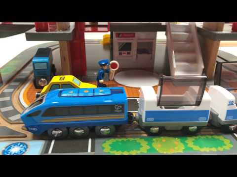 Hape Grand City Station - GIANT Wooden Train Set Unboxing and Play for Kids!