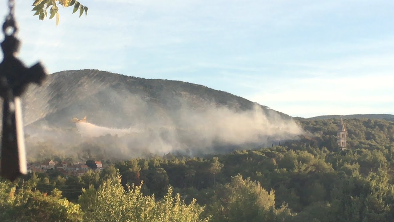 Fire in Hvar, Croatia, Canadairs put out blaze