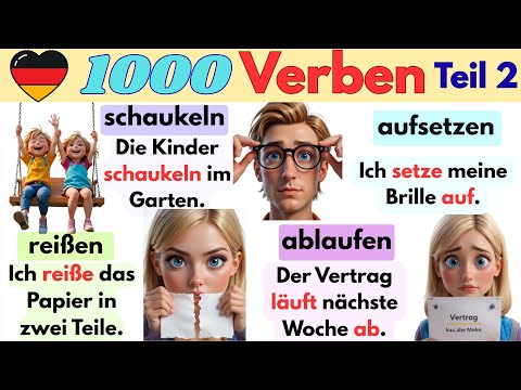 📘 1000 wichtige Verben Teil 2 einfach 🎯 mit Alltagssätzen  A1- B2