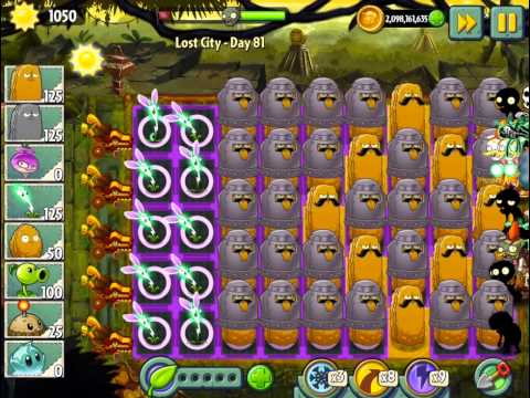 Plants vs Zombies 2 : Temple of Bloom Epic Hack - L81  - No SunFlower in Great Wall of Reed