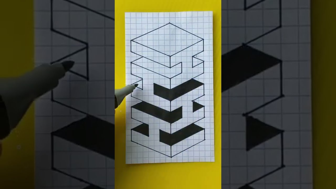 Find the error in figure 3 D Drawing illusion #tutorial #simple #drawing #stepbystep #3d  #tutorial