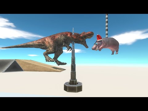 Catch the Hippo above Deadly Spike - Animal Revolt Battle Simulator