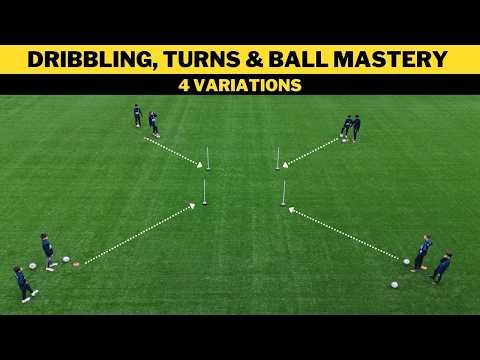 Dribbling, Turns & Ball Mastery Training | 4 Variations