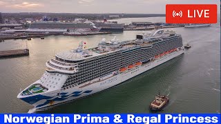 SHIPS TV - Regal Princess & Norwegian Prima Cruise Ships Departing Port of Southampton (LIVE)