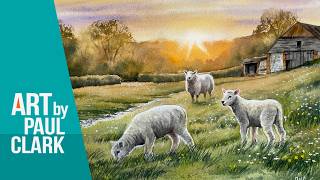 How to Paint Sheep in Watercolour with the Sun Directly Behind