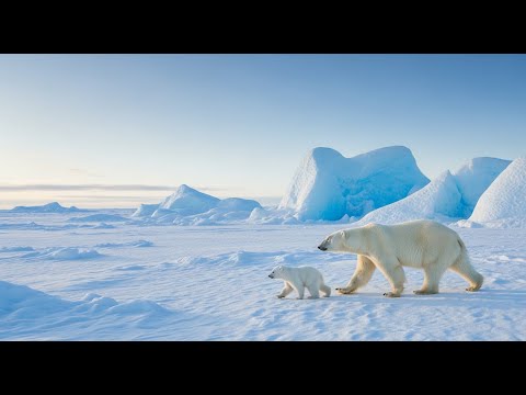 Mother and cub bears survive in the harsh Arctic.