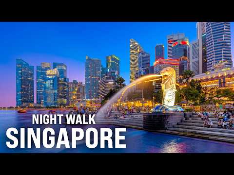 SINGAPORE Evening Walking Tour 4K 🌆 Marina Bay & Gardens by the Bay at Night City Walk with Captions