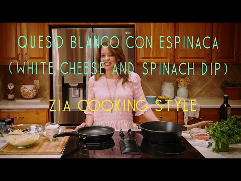 Queso Blanco con Espinaca (white cheese and spinach dip), with ZIA COOKING host "Kerry Caldwell"