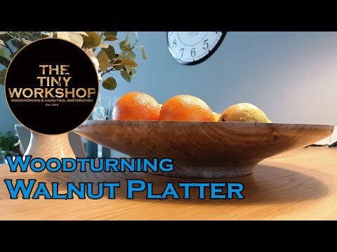 Woodturning - Walnut Platter | Sideways turning with Toolrest Extension from Record Power.