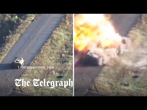 Russian soldier cluelessly ploughs armoured vehicle into clearly visible landmines
