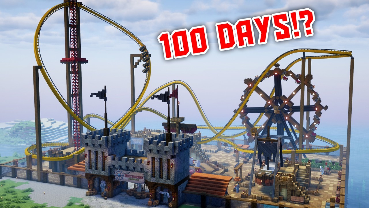 I Spent 100 Days Building a Theme Park in Minecraft Survival!