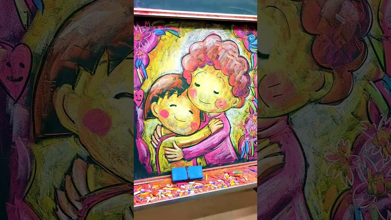 【黒板アート】チョークで宇多田ヒカル×ちびまる子ちゃんかいてみた #パッパパラダイス　#宇多田ヒカル　#ちびまる子ちゃん   #黒板アート#chalkart #chalkart　#チョークアート