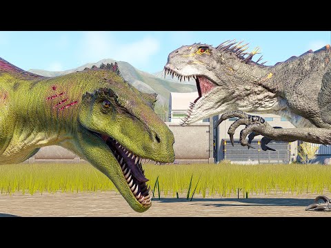 5x SCORPIOS REX vs 5x MEGALOSAURUS (DINOSAURS BATTLE) - Jurassic World Evolution 2