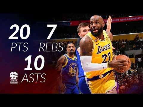 LeBron James 20 pts 7 rebs 10 asts vs Warriors 25/26 season