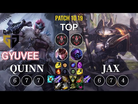 GEN gyuvee Quinn vs Jax Top - KR Patch 10.19