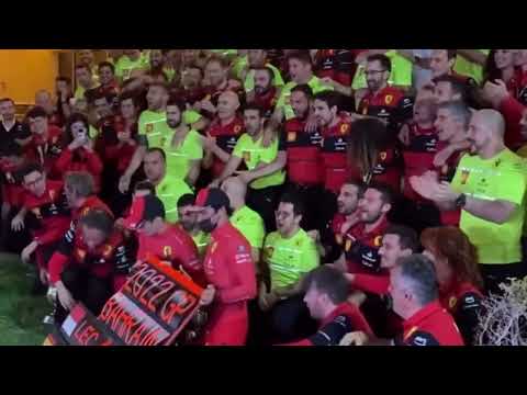 Charles leclerc and Carlos sainz celebrates with Ferrari after winning Bahrain GP #f1