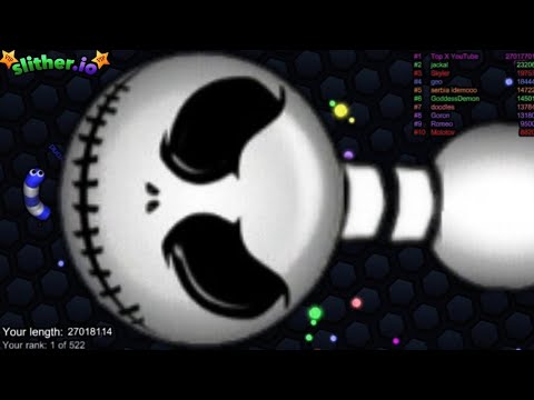Slither.io A.I. Scary Smile Vs tiny Snakes - Epic Skin Slitherio Vip Best Gameplay - World Record