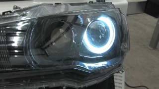 preview picture of video 'Mitsubishi Lancer Evolution X modified headlights'
