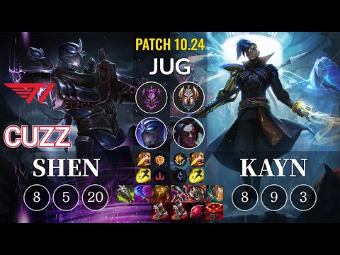 T1 Cuzz Shen vs Kayn Jungle - KR Patch 10.24