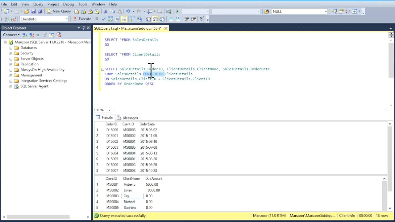 43 - SQL FULL Join - Learn SQL from www.SQLServerLog.com [HD]