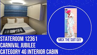 Cabin Tour of Stateroom 12361 a Category 4G Interior on Carnival Jubilee