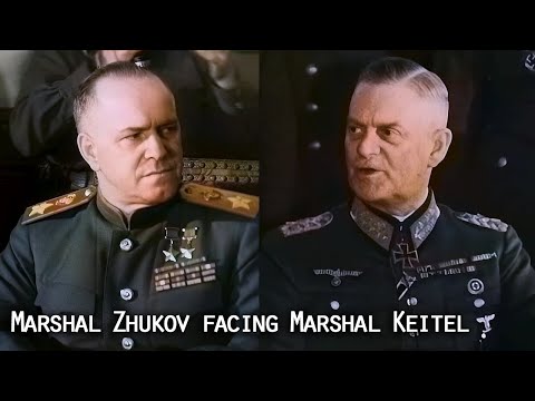 Generalfeldmarschall Wilhelm Keitel trifft auf Marschall Schukow (Berlin-Karlshorst, 8. Mai 1945)