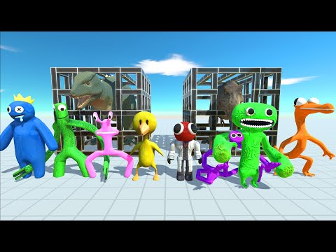 Jumbo Josh Help Rainbow Friends Rescue X2 New T-rex - Animal Revolt Battle Simulator