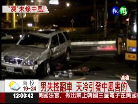 天冷引發中風 男子失控翻車