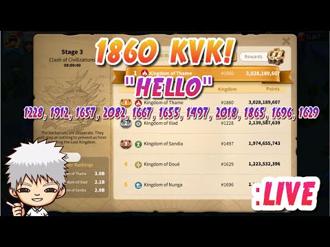 LIVE: 1860  KvK Is Here!!  "Hello" 2082, 1912, 1667, 1655, 1497, 2018, 1865, 1696, 1657, 1629, 1228