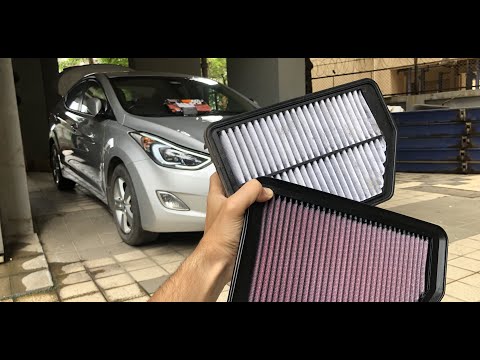 Hyundai Elantra K&N Performance Air filter installation. || Before after
