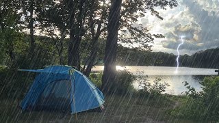 Camping In Rain and Thunderstorms by a Lake