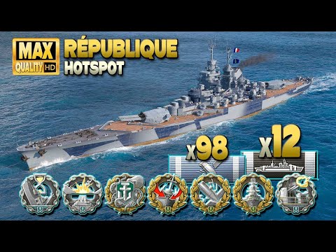 Battleship République: Excellent move to take out the island sniper - World of Warships