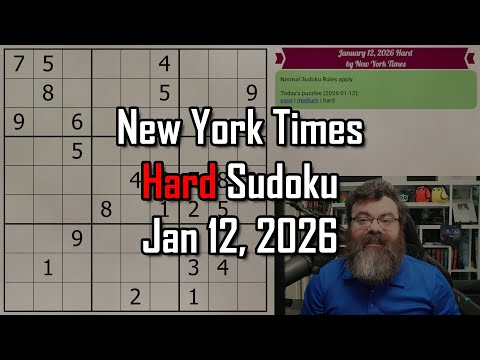 NYT Hard Sudoku Walkthrough | Jan 12, 2026