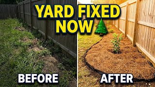 Before & After: We Transformed an Ugly Yard Space With Landscaping Cloth & Pine Straw (ZERO Weeds!)🌲