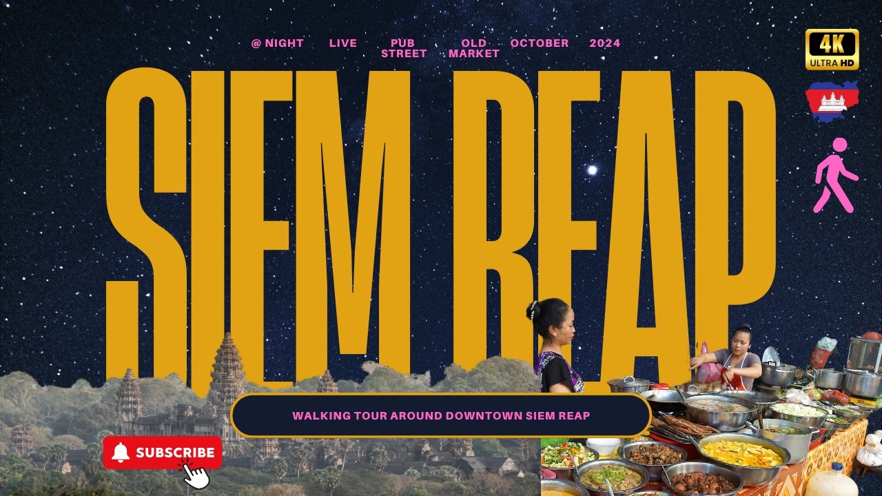 [4K] 🇰🇭  Walking Tour of Siem Reap @ Night - October 2024