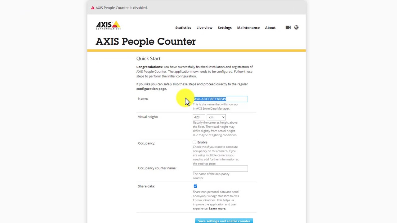 Axis Analyse vidéo People Counter ESD