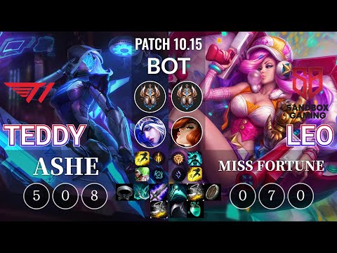 T1 Teddy Ashe vs SB Leo Miss Fortune Bot - KR Patch 10.15