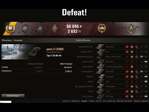 World Of Tanks - Type 3 Chi-Nu Kai - Winterberg - Encounter - 6 Kills - 2.4k DMG