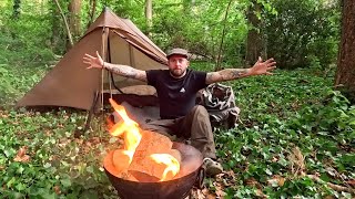 Solo Woodland Camping with a Floating Fire