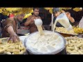 Crushed Ice Banana Milkshake Roadside Street Drink Banana Juice Making Street Food Processing