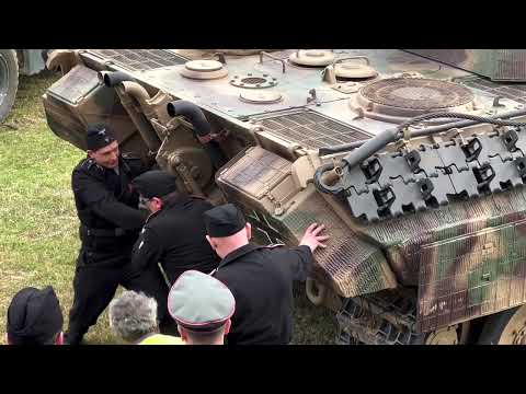 Panther Tank inertia start up/ hand crank. At Aus-Armourfest 2022.