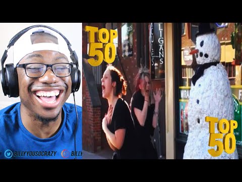 Funny Scary Snowman Hidden Camera Practical Joke Top 50 Of All Time 2016 REACTION!