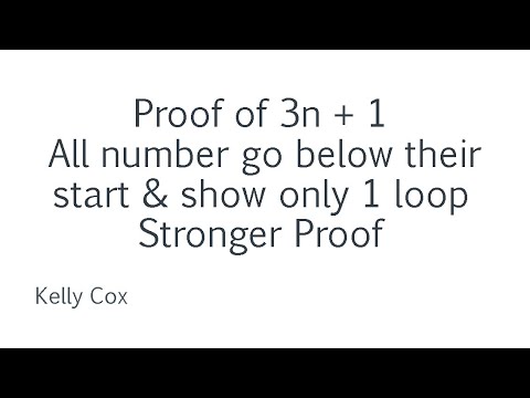 3n + 1 Collatz conjecture Proof Shows the loop 4 2 1 and why all numbers fall below themselves