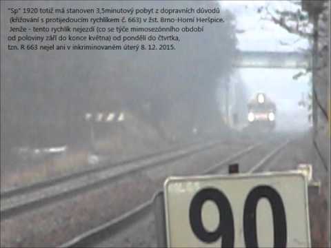 Sp1920 a jeho 5minutové "čekání na čas" v zast. Střelice dolní (díky nejedoucímu R663), 12/2015