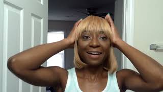 Blonde 10" Human Hair Bob Wig With Bang | Amazon Wig Under $50