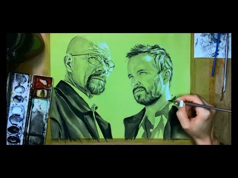 Walter White and Jesse (Breaking Bad Art) -- Speed Painting