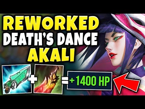 REWORKED DEATHS DANCE STACKS WITH GUNBLADE?!? *NEW* INFINITE HEAL AKALI BUILD! - League of Legends