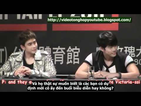 VIETSUB 111006 2PM Press Conference in Taiwan Nichkhun talks about F(x) Victoria